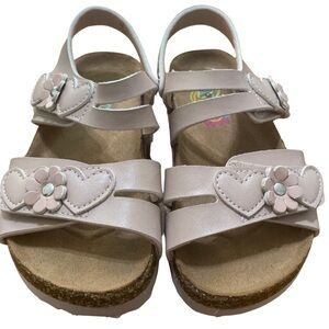 Rachel Shoes Emily Ann Blush Kids Sandals with Heart and Flower Design